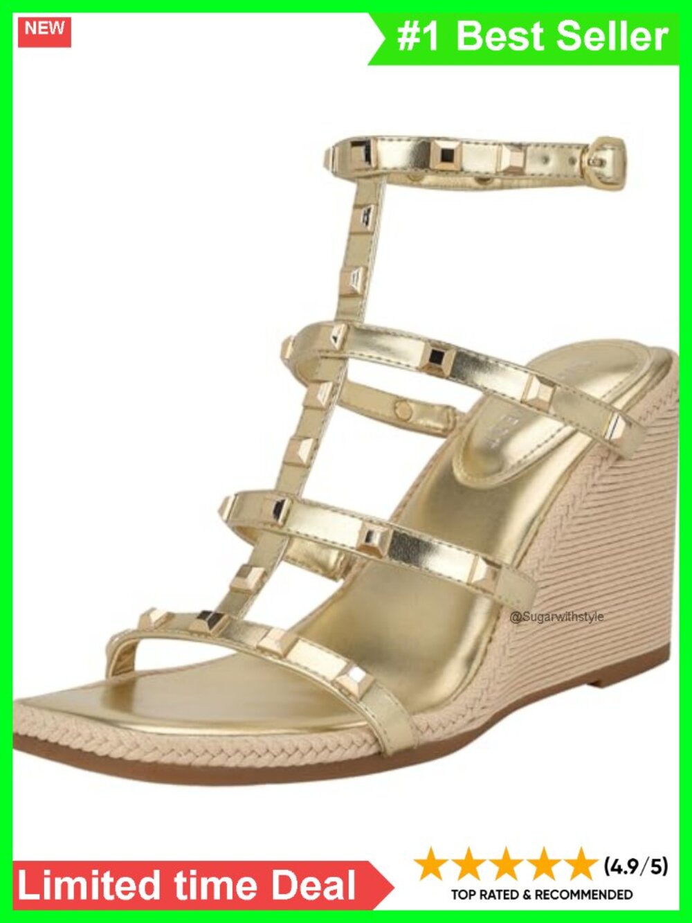 Faux Leather Studded Strappy Square Toe Platform Dress Wedges Sandals